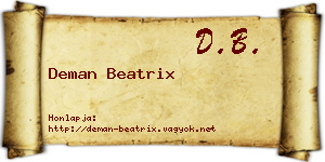 Deman Beatrix névjegykártya